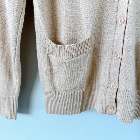 Lord & Taylor 100% Extra fine merino wool cardigan XXS tan beige - Picture 6 of 15
